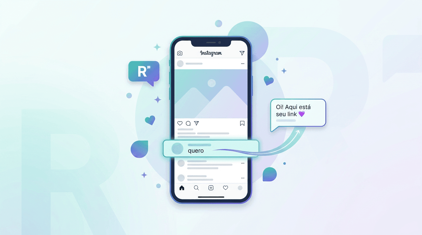 Ilustração mostrando o replibo respondendo automaticamente um comentário do Instagram com uma DM